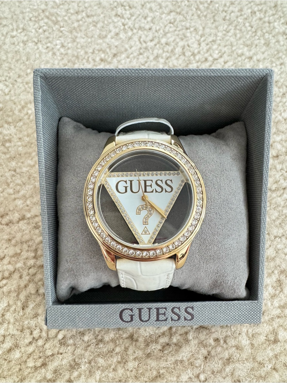 Guess Ladies Transparent Dial Crystal Fashion Watch U10045L1